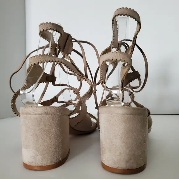 Schutz Latisha Beige Suede Gladiator Sandals Size 38 (US 7.5)