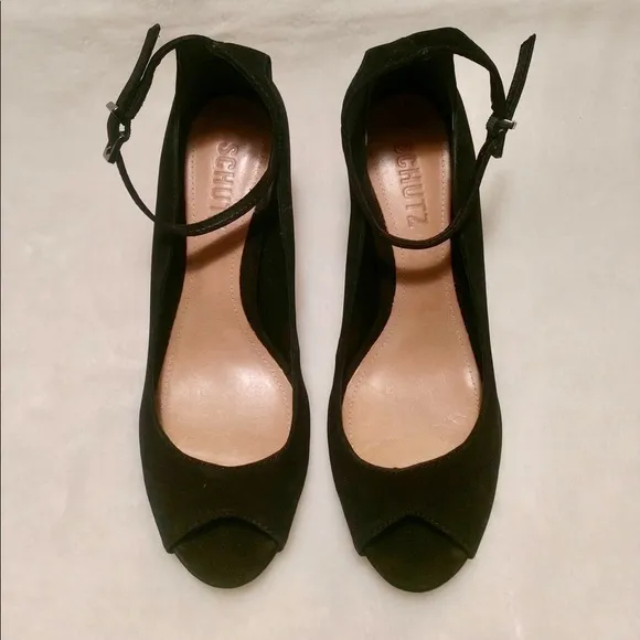 Schutz Liffa Open Toe Suede Pump
