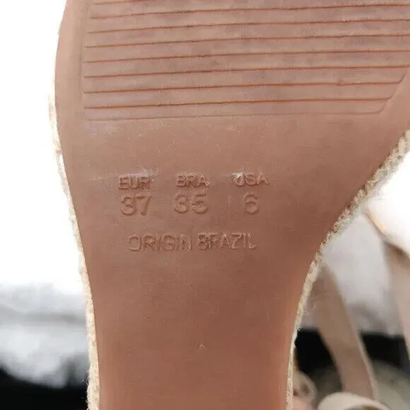 Schutz Orange Canvas Wedge Heel Ballerina Espadrille Sandals Size 6