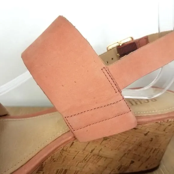Schutz | Pink Suede Cork Wedge Sandals 8