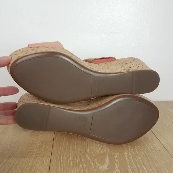 Schutz | Pink Suede Cork Wedge Sandals 8