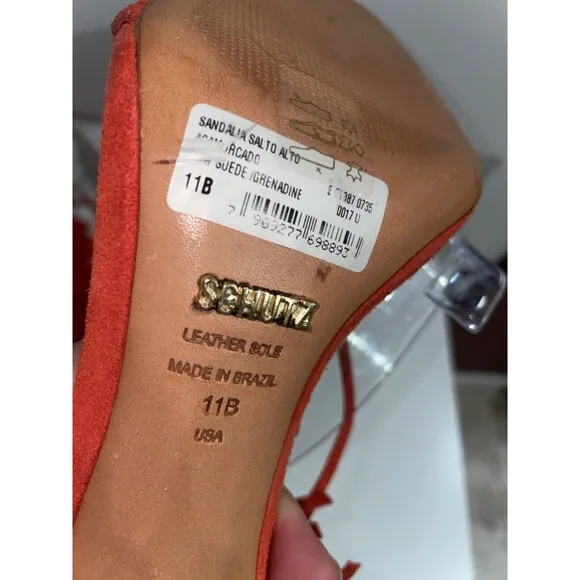 Schutz Salto Alto Coral Suede Fringe High Heel Sandals size 11 Never Worn