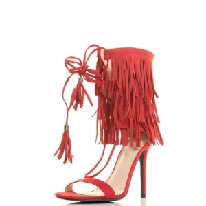 Schutz Salto Alto Coral Suede Fringe High Heel Sandals size 11 Never Worn