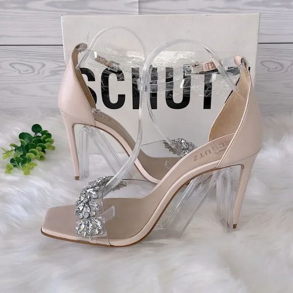 SCHUTZ “Shary” Vinyl Crystal-Embellished High-Heel Sandals