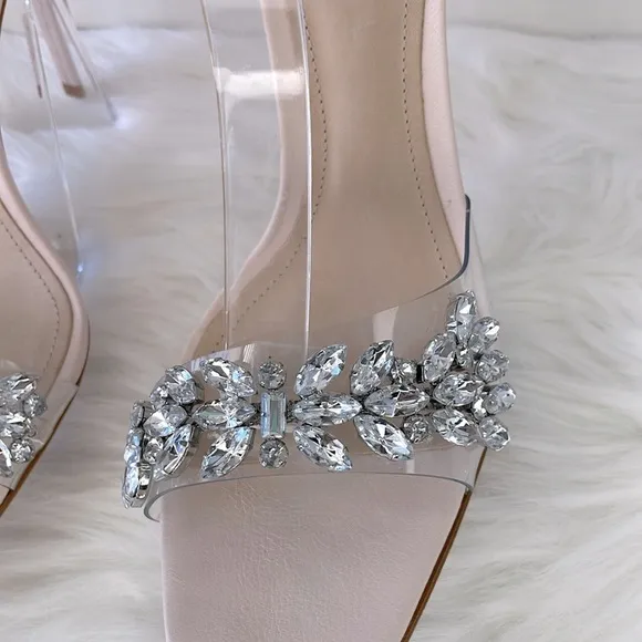 SCHUTZ “Shary” Vinyl Crystal-Embellished High-Heel Sandals