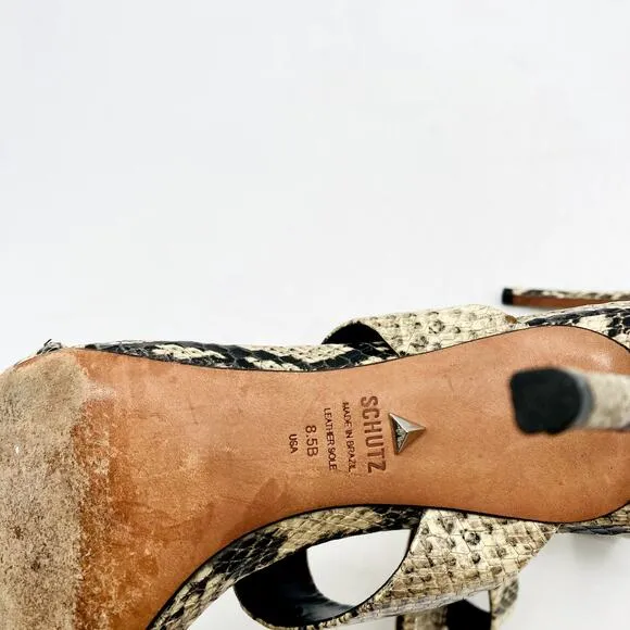 Schutz snakeskin heel sandals