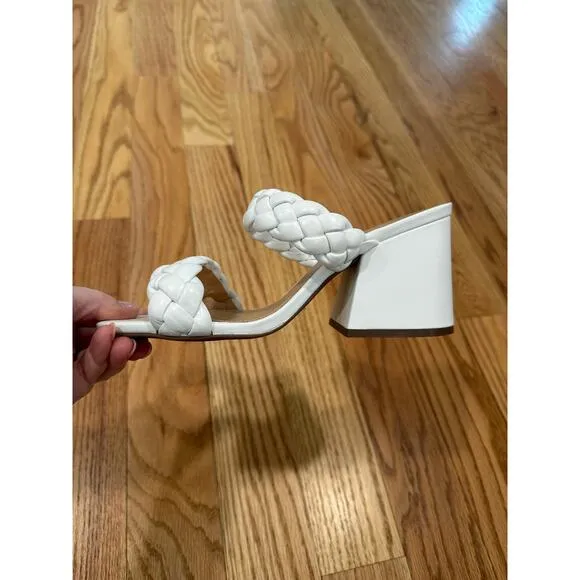 Schutz Summer Braided Block Heel Leather Sandals Size 7.5