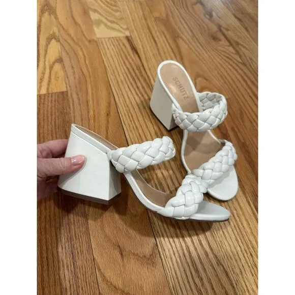 Schutz Summer Braided Block Heel Leather Sandals Size 7.5