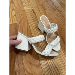 Schutz Summer Braided Block Heel Leather Sandals Size 7.5