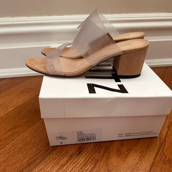 SCHUTZ Transparent Block Heel Sandals