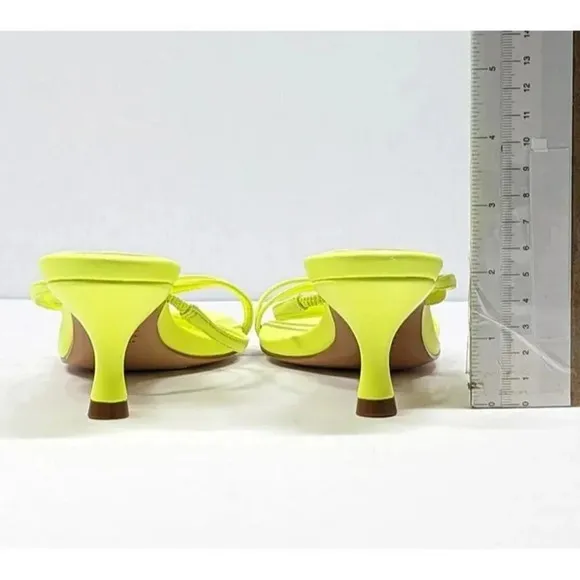 Schutz Women's Evenise Neon Yellow Kitten Heel Sandals Size 6.5 B (MSRP $160)