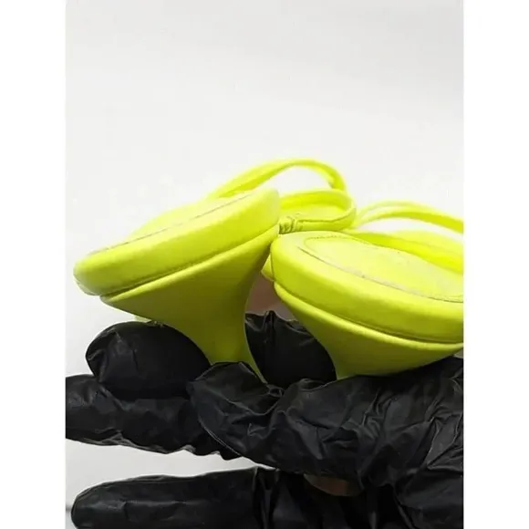 Schutz Women's Evenise Neon Yellow Kitten Heel Sandals Size 6.5 B (MSRP $160)