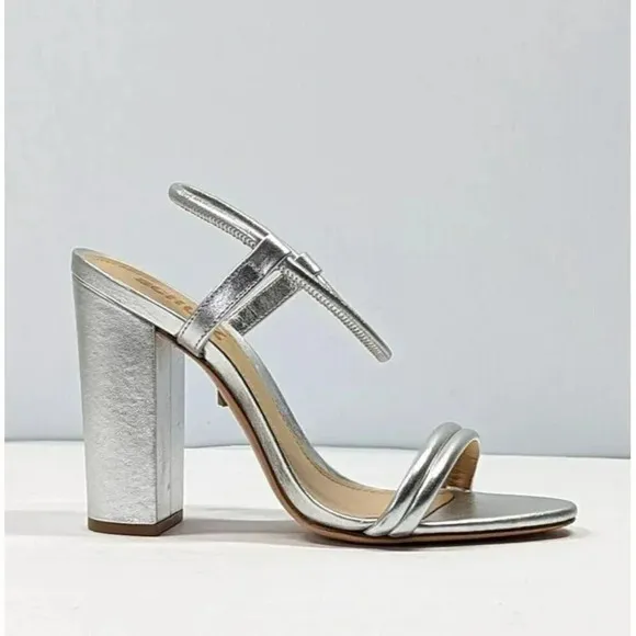 Schutz Women's Pincesa Silver Metallic High-Heel Sandals Size 6.5 B (MSRP $170)