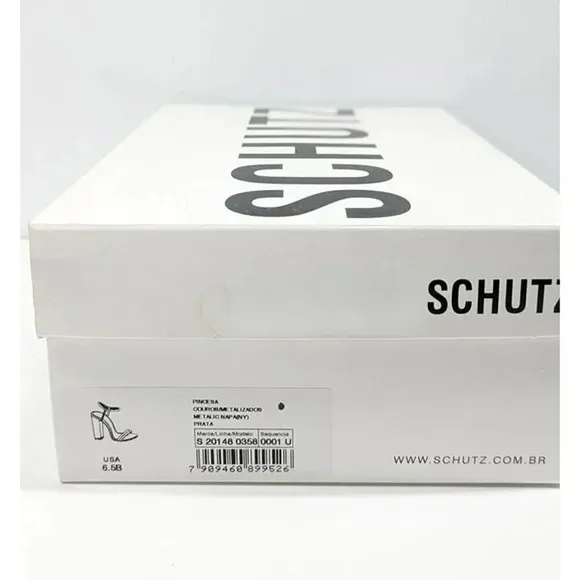 Schutz Women's Pincesa Silver Metallic High-Heel Sandals Size 6.5 B (MSRP $170)