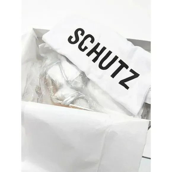Schutz Women's Pincesa Silver Metallic High-Heel Sandals Size 6.5 B (MSRP $170)