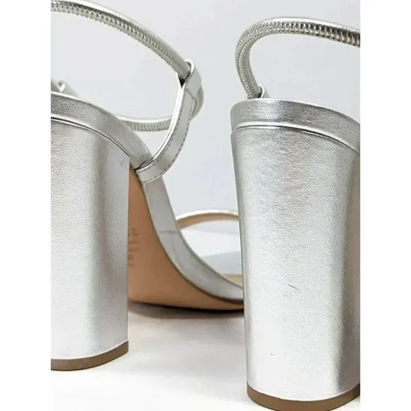 Schutz Women's Pincesa Silver Metallic High-Heel Sandals Size 6.5 B (MSRP $170)
