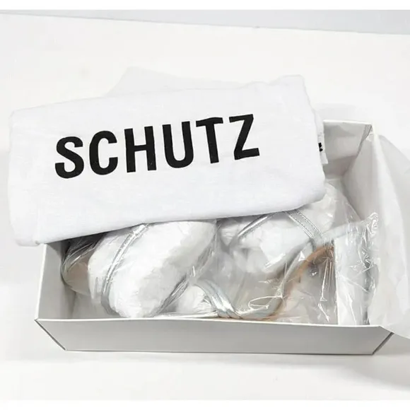 Schutz Women's Pincesa Silver Metallic High-Heel Sandals Size 9.5 B (MSRP $170)