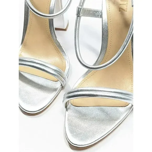 Schutz Women's Pincesa Silver Metallic High-Heel Sandals Size 9.5 B (MSRP $170)