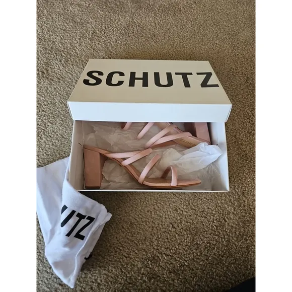 SchutzFelisa Suede Block-Heel Sandals Pink (Poppy Rose) Size 10B NEW $170