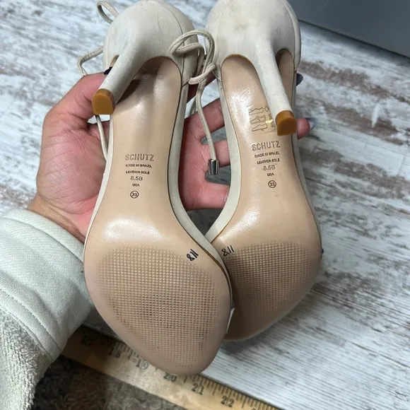 SCHUTZJosseana Nubuck &amp; Vinyl High-Heel Sandals Size 8.5