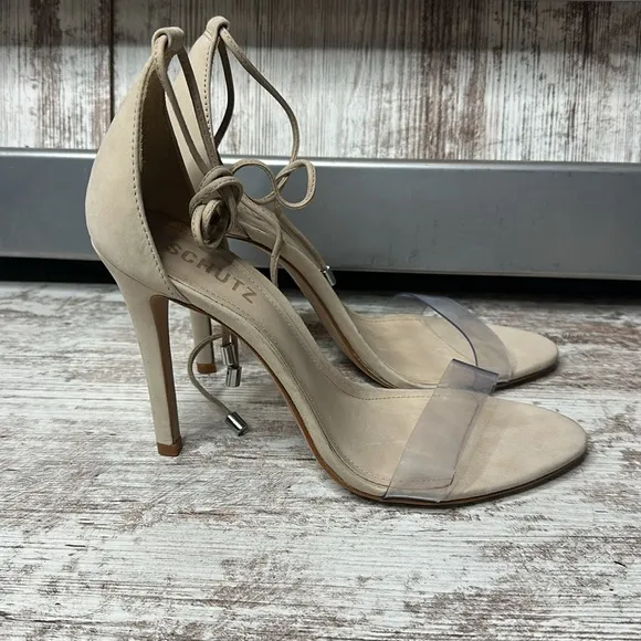 SCHUTZJosseana Nubuck &amp; Vinyl High-Heel Sandals Size 8.5