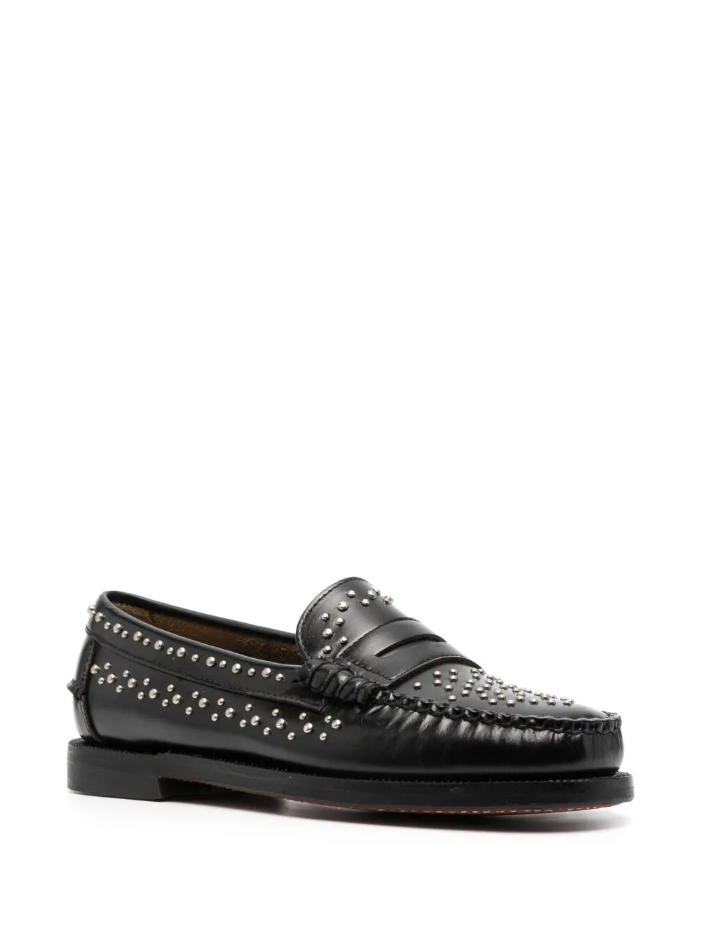 Sebago Dan Studs Black Leather Loafers