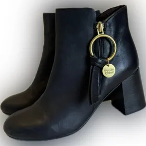 See by Chloé Louise Block-Heel Leather Ankle Boots Black