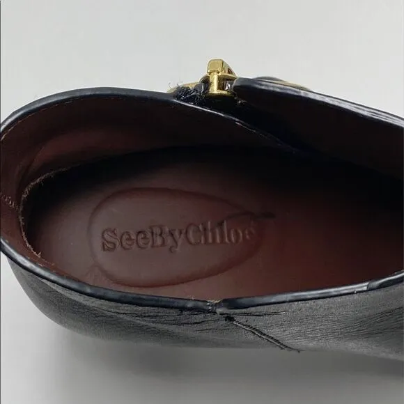 See by Chloé Louise Block-Heel Leather Ankle Boots size 36