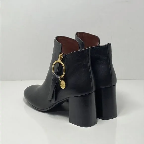 See by Chloé Louise Block-Heel Leather Ankle Boots size 36