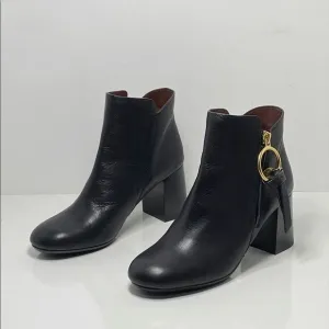 See by Chloé Louise Block-Heel Leather Ankle Boots size 36