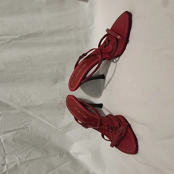 SERGIO ROSSI Red Leather High Heeled Sandals, size 40