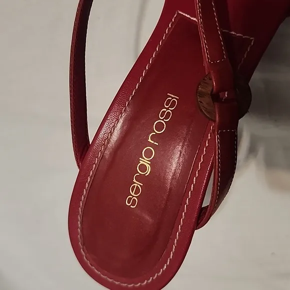 SERGIO ROSSI Red Leather High Heeled Sandals, size 40