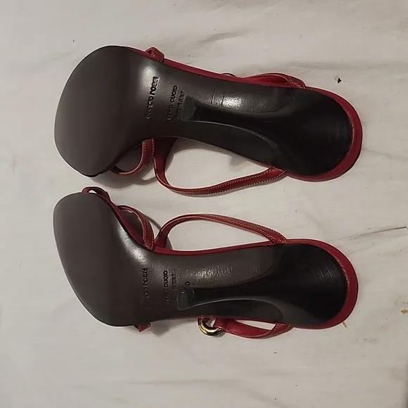 SERGIO ROSSI Red Leather High Heeled Sandals, size 40