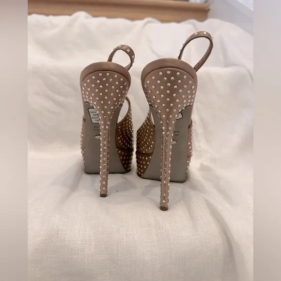 Sergio Rossi silk rhinestone platform peep toe heels EU 39 - bridal / formal