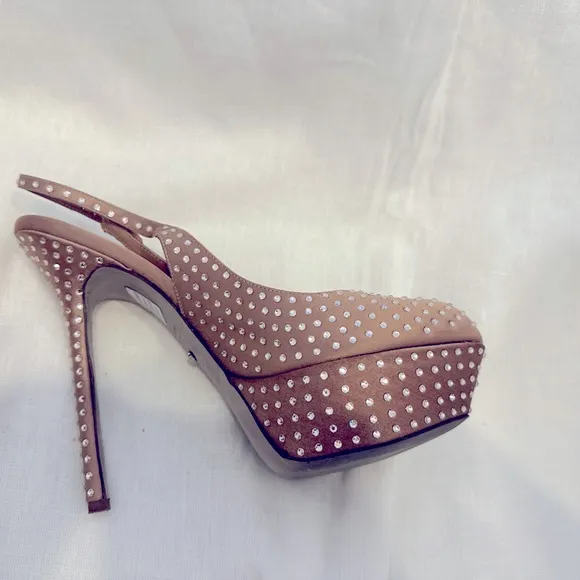 Sergio Rossi silk rhinestone platform peep toe heels EU 39 - bridal / formal