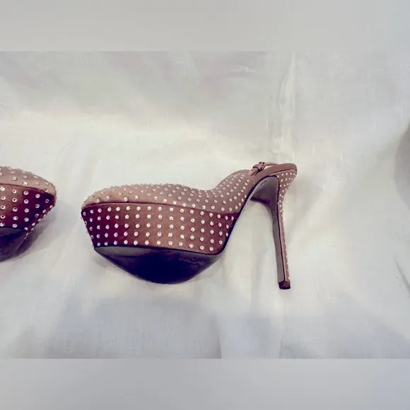 Sergio Rossi silk rhinestone platform peep toe heels EU 39 - bridal / formal