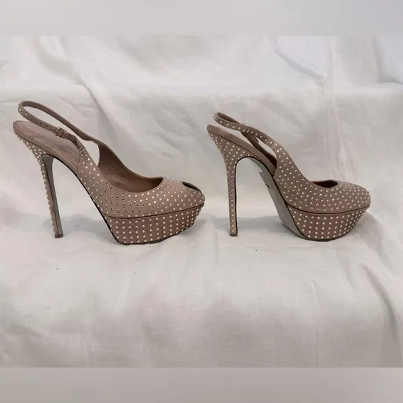 Sergio Rossi silk rhinestone platform peep toe heels EU 39 - bridal / formal