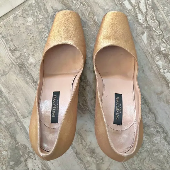 Sergio Rossi Wedge Heel Shoes, Gold (Made in Italy) Size EU36