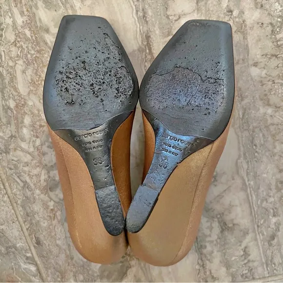 Sergio Rossi Wedge Heel Shoes, Gold (Made in Italy) Size EU36