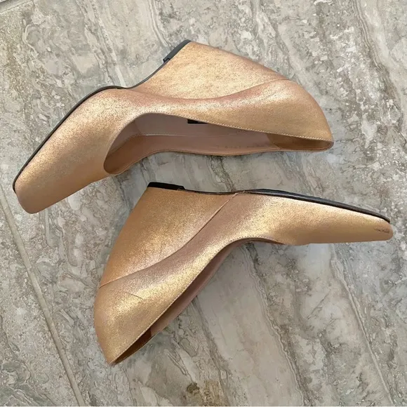 Sergio Rossi Wedge Heel Shoes, Gold (Made in Italy) Size EU36