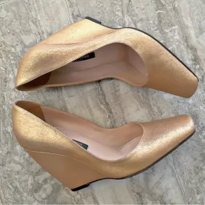 Sergio Rossi Wedge Heel Shoes, Gold (Made in Italy) Size EU36