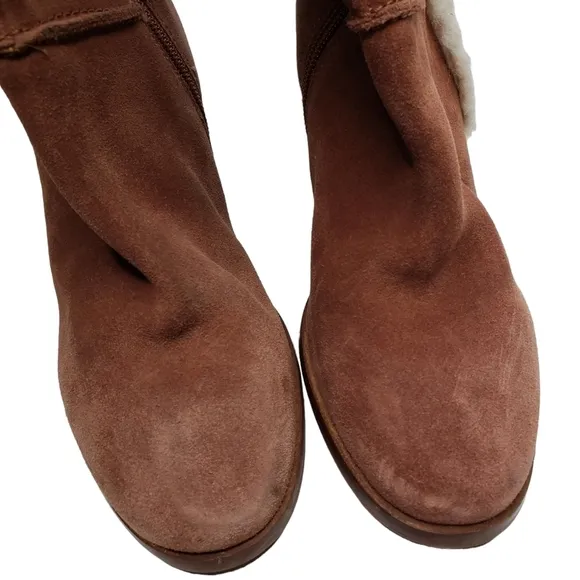 Seychelles | Cognac Brown Genuine Suede Sherpa Trim Heeled Boots Women's 6.5