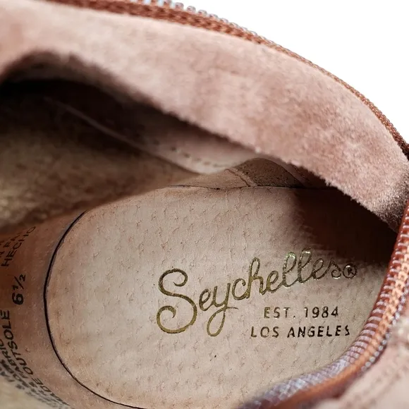 Seychelles | Cognac Brown Genuine Suede Sherpa Trim Heeled Boots Women's 6.5