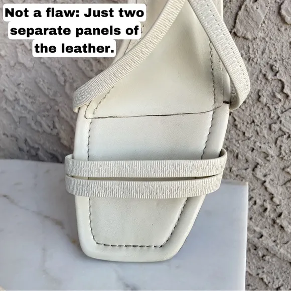 SEZANE Ecru Off White Leather Strappy Block Heel Pernille Sandals Heels 38 US 7