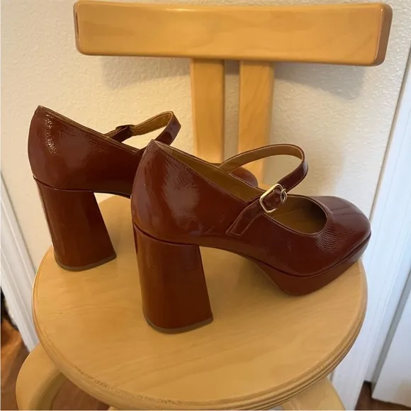 SEZANE Georgia Polished Platform Heels Mary Jane Shoes Size 41 FR 10 US