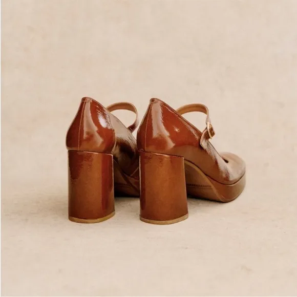 SEZANE Georgia Polished Platform Heels Mary Jane Shoes Size 41 FR 10 US