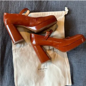 SEZANE Georgia Polished Platform Heels Mary Jane Shoes Size 41 FR 10 US