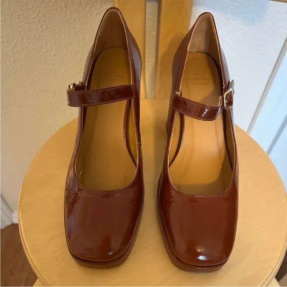 SEZANE Georgia Polished Platform Heels Mary Jane Shoes Size 41 FR 10 US