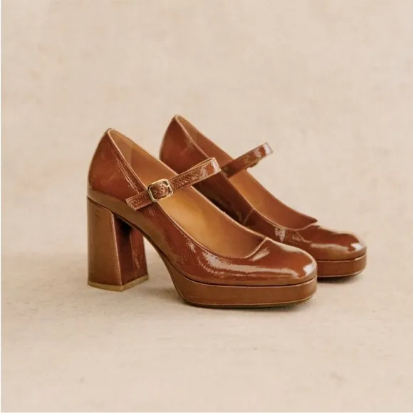 SEZANE Georgia Polished Platform Heels Mary Jane Shoes Size 41 FR 10 US