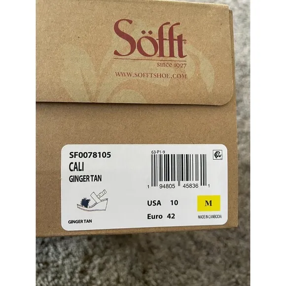 Söfft Women's Cali Hand-Cut Flower Blossom Comfort Wedge Sandals Size 10 Ginger